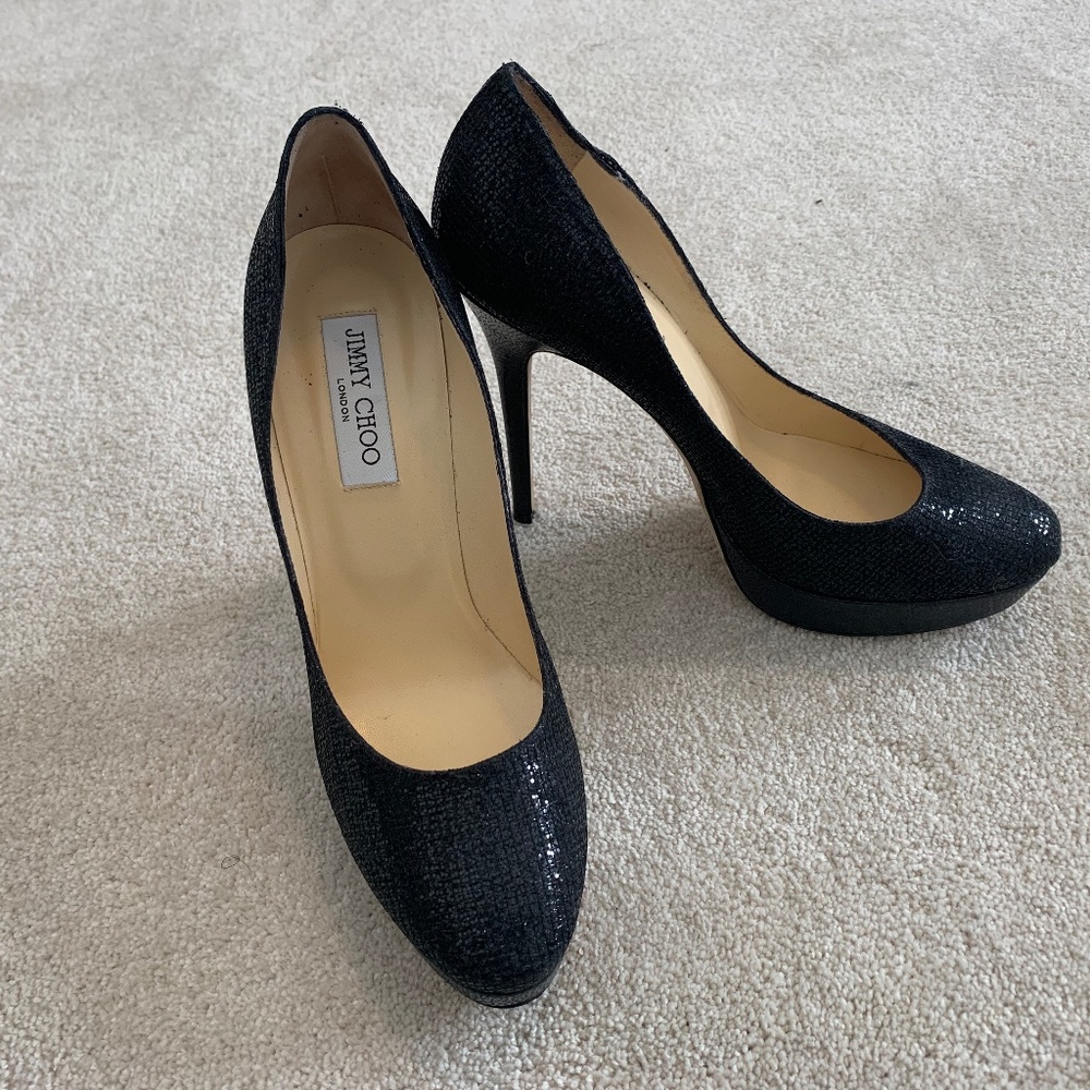Jimmy Choo Womens Platform Sparkly Heel